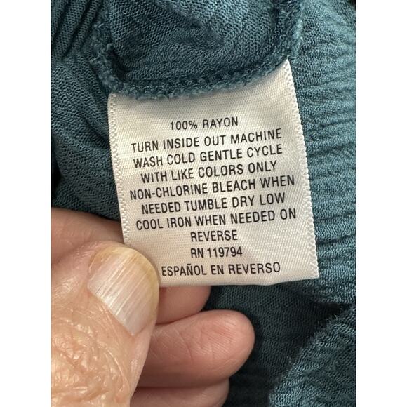 Style & Co. Women’s Top Size XL Blue Floral Embroidered Long Sleeve Boho Flowy - Picture 15 of 16